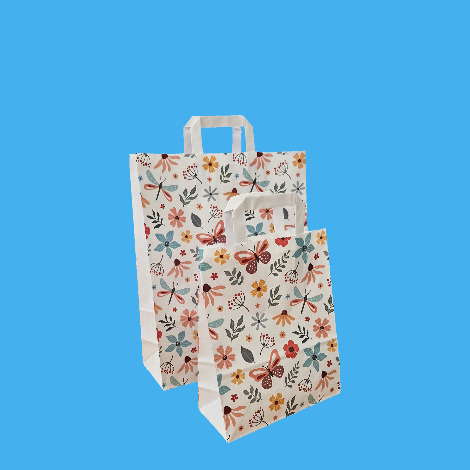 PGV Papiertragetaschen Mit Flachhenkel „Punkte“ Mint – 10 Stück, 18 + 8 X 22 Cm | 80–90 G/m², Für Geschäfte & Events